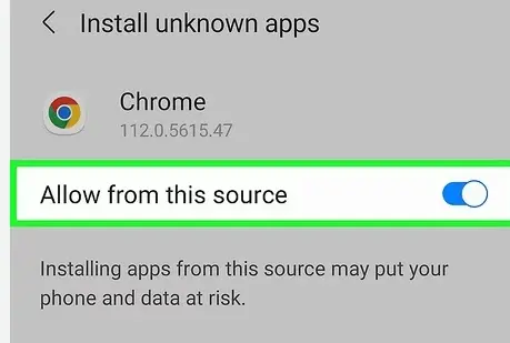  installation of apps from unknown sources