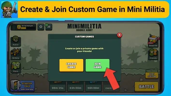  Join or create a room in mini militia